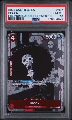 2023 ONE PIECE PREM BANDAI PREM CARD COLL 25TH ED #022 BROOK PSA 10 - Image 1