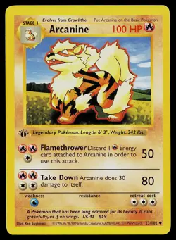 Pokemon Card - Arcanine Base Set (Shadowless) 23/102 Uncommon 1st Edition - Image 1