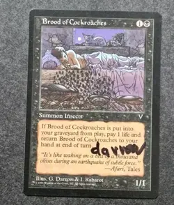 UNPLAYED SIGNED NM Brood of Cockroaches Magic MTG Visions GEOF DARROW MATRIX EDH - Image 1