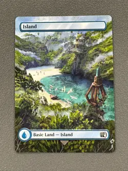 Island #298 MTG Final Fantasy Commander Hand Painted Extended Altered Art Jeckho - Image 1