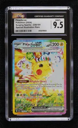 Pikachu ex Special Illustration Rare Pokemon SV08: Surging Sparks CGC 9.5 Mint+ - Image 1