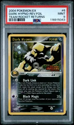 2004 POKEMON EX TEAM ROCKET RETURNS #6 DARK HYPNO-REVERSE FOIL PSA 9 - Image 1