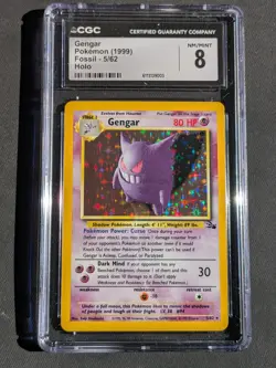 Gengar Fossil 5/62 Holo Rare Unlimited Pokemon 1999 CGC 8 NM/Mint - Image 1