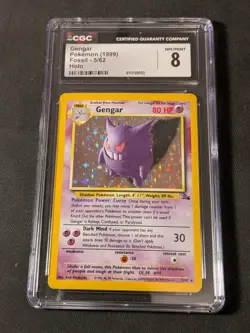 Gengar Fossil 5/62 Holo Rare Unlimited Pokemon 1999 CGC 8 NM/Mint - Image 2