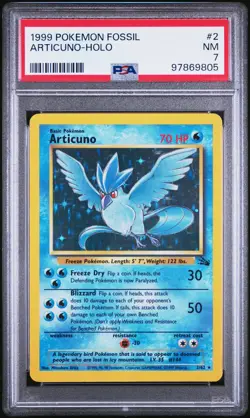 1999 POKEMON FOSSIL #2 ARTICUNO-HOLO PSA 7 - Image 1