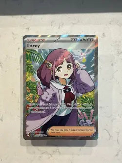 Pokemon TCG Stellar Crown Lacey Full Art Ultra Rare Holo Trainer Card 166/142 - Image 1