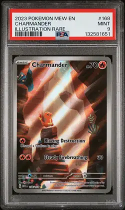 2023 POKEMON MEW EN-151 #168 CHARMANDER ILLUSTRATION RARE PSA 9 - Image 1