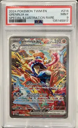 Pokemon TCG Greninja Ex 214/167 Twilight Masquerade SIR PSA 9 Mint - Image 1