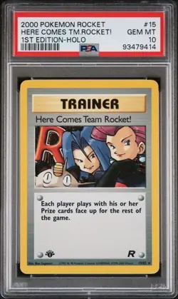 Pokemon Here Comes Tm. Rocket! 2000 Rocket #15 1st Edition Holo PSA 10 - Image 1