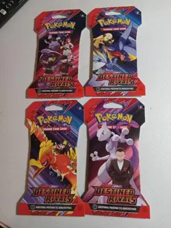 4X POKEMON TCG & VIOLET DESTINED RIVALS SLEEVED FULL ART SET SLEEVED PACKS NEW - Image 1