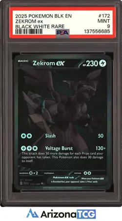 Pokemon 2025 Zekrom ex 172/086 Black White Rare Black Bolt PSA 9 - Image 1
