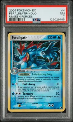 2005 POKEMON EX UNSEEN FORCES #4 FERALIGATR-HOLO PSA 7 - Image 1