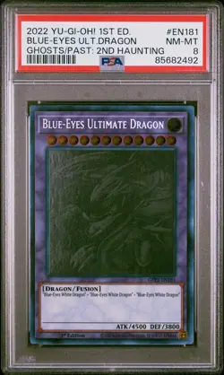 2022 Yu-Gi-Oh! Blue-Eyes Ultimate Dragon 1st Edition EN181 Ghost Rare PSA 8 - Image 1