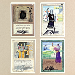 Vintage MTG Revised * Lot of 4 Cards * Signed and Altered by Artist Mark Poole * - Image 1
