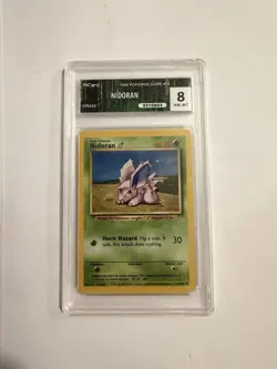 Pokemon Nidoran M 55/102 Base Set Regular 40HP Common Card Graded 8 - Image 1