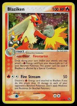 Pokemon TCG Blaziken Holo Rare Card EX Ruby Sapphire 3/109 SWIRL - Image 1