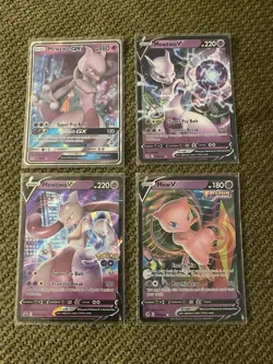 Pokemon TCG V, GX Full Art Holo Lot - Mewtwo, Mew - Fusion Strike, GO - 5 Cards - Image 1