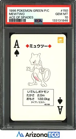 Pokemon 1996 Mewtwo 150 Ace Of Spades Pokemon Green Playing Card Japanese PSA 10 - Image 1