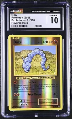 Onix *CGC 10* Reverse Holo *Evolutions* #61 *2016* Pokemon - Image 1