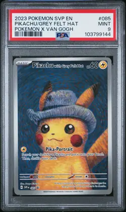 2023 POKEMON SVP EN-SV BLACK STAR PROMO #085 PIKACHU WITH GREY FELT HAT PSA 9 - Image 1