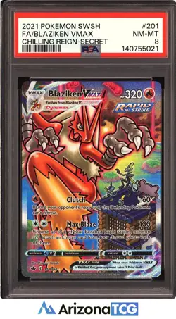 Pokemon 2021 Blaziken VMAX 201/198 Alt Art Secret Rare Chilling Reign PSA 8 - Image 1