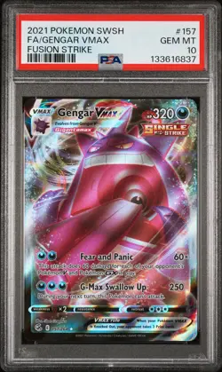 2021 POKEMON SWORD & SHIELD FUSION STRIKE #157 FULL ART/GENGAR VMAX PSA 10 - Image 1
