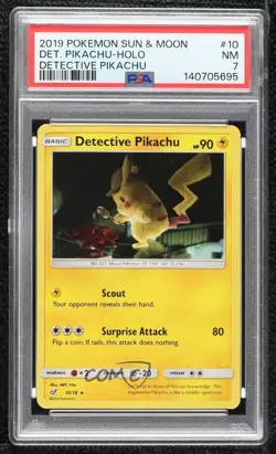 Detective Pikachu Holo Pokemon Sun & Moon PSA 7 - Image 1