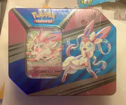 Pokemon TCG: V Heroes Tin (Costco) Sylveon V - Sealed (5 Pks) w Evolving Skies! - Image 1