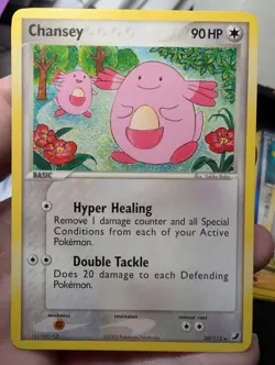 Chansey 20/115 LP Non Holo Rare Pink Flower Art Unseen Forces Pokemon Card! - Image 1