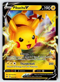 Pikachu V 043/185 Battle Academy Pikachu Deck Pokemon Card TCG Promo Rare - Nm - Image 1