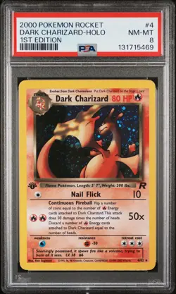 2000 Pokemon Rocket #4 Dark Charizard 1st Edition Holo PSA 8 - Image 1
