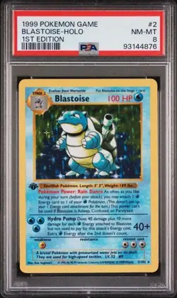 1999 POKEMON BASE SET 1ST EDITION #2 BLASTOISE HOLO PSA 8 - Image 1