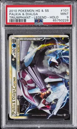 2010 POKEMON HEARTGOLD & SOULSILVER TRIUMPHANT PALKIA & DIALGA LEGEND-HOLO PSA 9 - Image 1