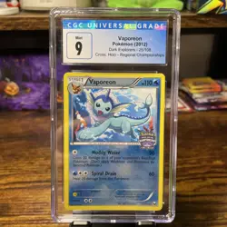 Pokemon Dark Explorers Vaporeon-Holo #25 Crosshatch Championships - CGC 9 - Image 1