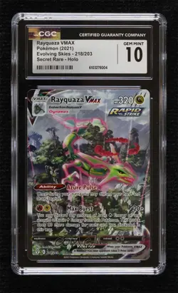 Secret - Rayquaza VMAX Pokemon Sword & Shield Evolving Skies CGC 10 Gem Mint - Image 1