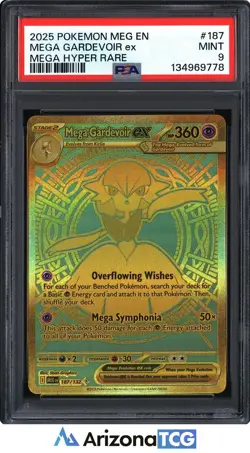 Pokemon 2025 Mega Gardevoir ex 187/132 Gold Hyper Rare Mega Evolution PSA 9 - Image 1