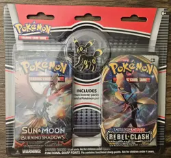 Pokemon 1 Rebel Clash & 1 Burning Shadows Booster Pack Blister Umbreon Pin - Image 1