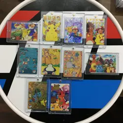 Lot of 10 Holo Prism Foil Japanese Pokemon Vending Stickers CHARIZARD ASH 360s - Image 1