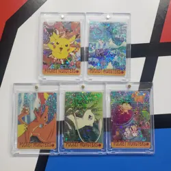 Lot of 5 Holo Prism Foil Japanese Pokemon Vending Stickers MEW CHARIZARD PIK 30s - Image 1