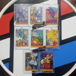 Lot of 8 Holo Prism Foil Japanese Pokemon Vending Stickers PIKACHU ASH XMAS 20s - Image 1