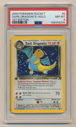 PSA 8 Pokemon Team Rocket 1st Edition Holo Rare Dark Dragonite 5/82 NM/MINT!! - Image 1