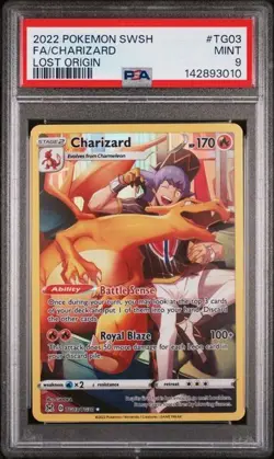 2022 POKEMON SWORD & SHIELD LOST ORIGIN #TG03 FULL ART/CHARIZARD PSA 9 - Image 1