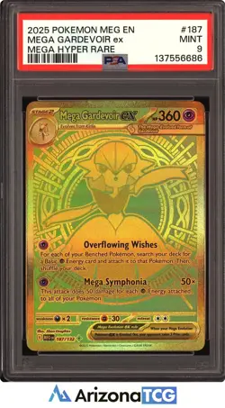 Pokemon 2025 Mega Gardevoir Ex 187/132 Gold Hyper Rare Mega Evolution PSA 9 - Image 1