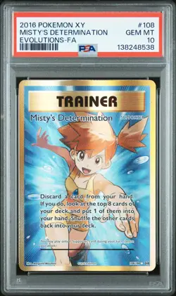 2016 POKEMON XY EVOLUTIONS #108 FULL ART/MISTY'S DETERMINATION PSA 10 - Image 1