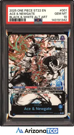 One Piece 2025 Ace & Newgate ST22-001 Black & White Alt Art ST22 GEM MINT PSA 10 - Image 1