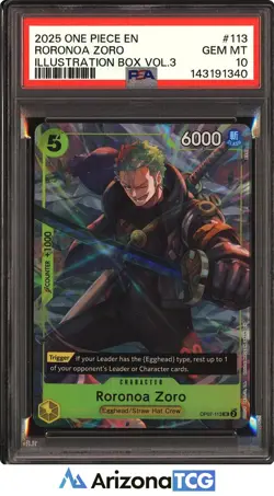 One Piece 2025 Roronoa Zoro OP07-113 UC Illustration Box Vol.3 GEM MINT PSA 10 - Image 1