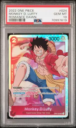 2022 One Piece OP01 Romance Dawn Monkey D Luffy PSA 10 Gem Mint - Image 1