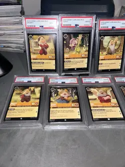 Disney Lorcana TCG Seven Dwarves PSA 10 Set Floodborn Dopey Doc Happy WDW - Image 2