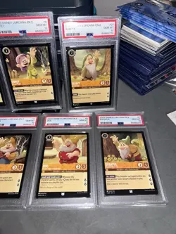 Disney Lorcana TCG Seven Dwarves PSA 10 Set Floodborn Dopey Doc Happy WDW - Image 4