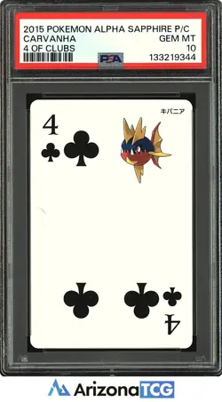 Pokemon 2015 Carvanha 4 Of Clubs Alpha Sapphire Playing Card Japanese PSA 10 - Image 1
